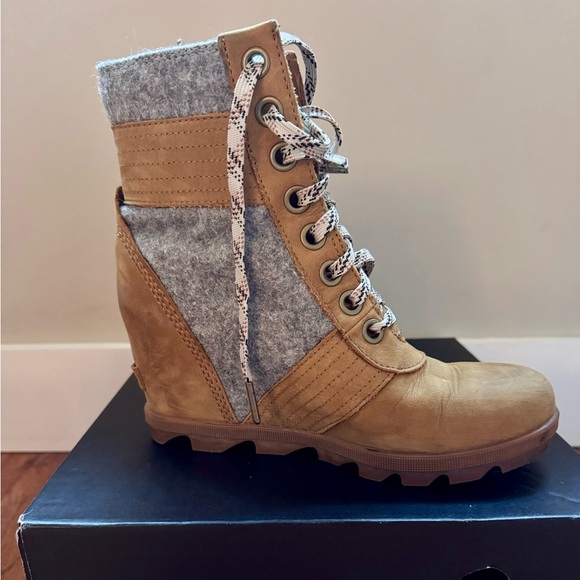 Sorel PDX Lace up Wedge Lexie Wedge Elk Tan Brown Grey 7.5 - Picture 8 of 12